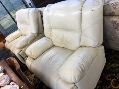 Pair of cream leather recliner armchairs