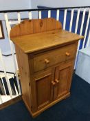 Pine double door cabinet with single drawer