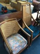 Two oak cane work chairs