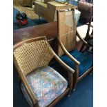 Two oak cane work chairs