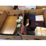 Two boxes of assorted including a canteen of cutlery