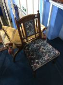 Edwardian single chair and a stool