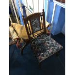 Edwardian single chair and a stool