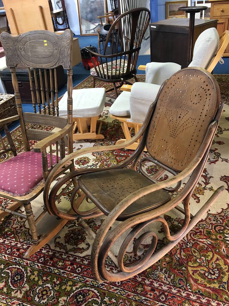 Bentwood rocking chair and an Edwardian rocking chair - Image 2 of 2