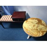 Stag telephone seat and a circular coffee table