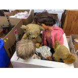 Various vintage teddy bears etc.