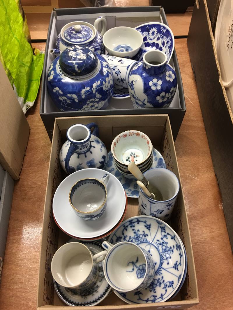 Assorted Oriental blue and white china