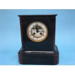 A Victorian slate and marble mantel clock, with 8 day movement