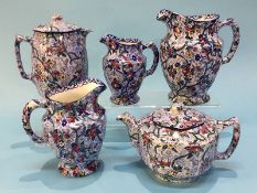 A Ringtons Chintz teapot, and four water jugs