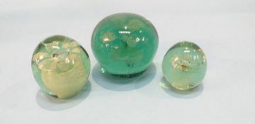 Three Victorian green glass dumps