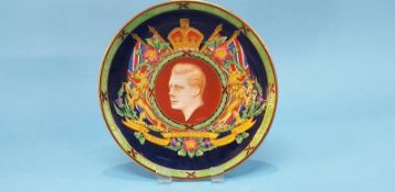 A Maling wall plaque, designed and modelled by Lucien Boullemier, commemorating 'Coronation H.M.