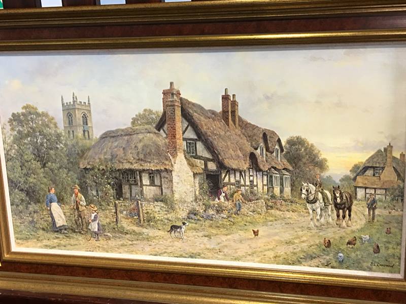 Print after J.L. Chapman, Village scene, 91cm x 56cm