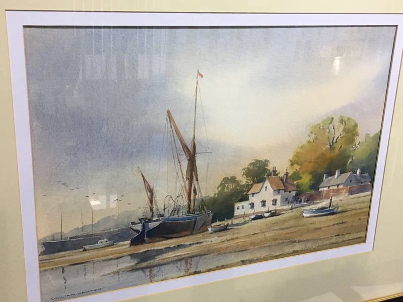 Pair of watercolours, William Newton, Estuary scenes, 77cm x 62cm - Image 3 of 4