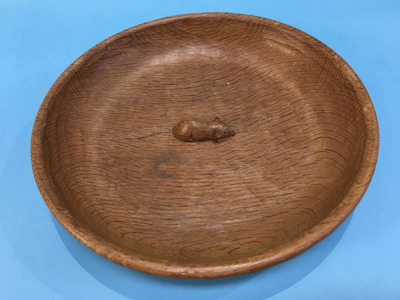 A Robert 'Mouseman' Thompson adzed oak bowl, 29.5cm diameter - Image 2 of 5
