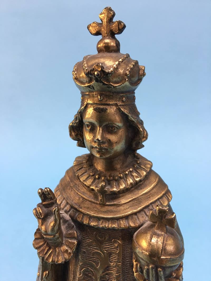 A small brass religious figure, 19cm height - Image 3 of 8