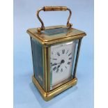 A French carriage clock, with brass case