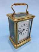 A French carriage clock, with brass case