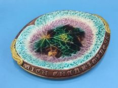 A majolica oval bread plate