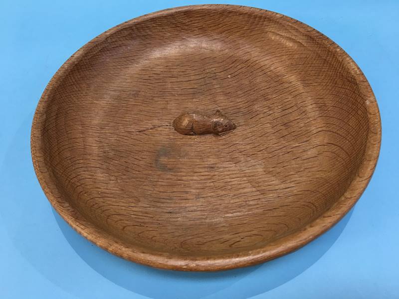 A Robert 'Mouseman' Thompson adzed oak bowl, 29.5cm diameter