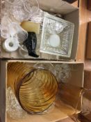 Two boxes of assorted glass ware