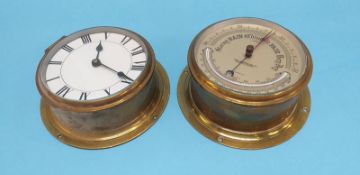 A Sestrel, Henry Browne and Son Ltd Ship's barometer and a Ship's clock