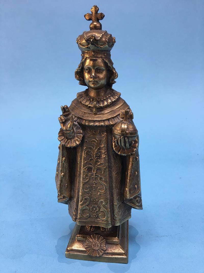 A small brass religious figure, 19cm height - Image 2 of 8