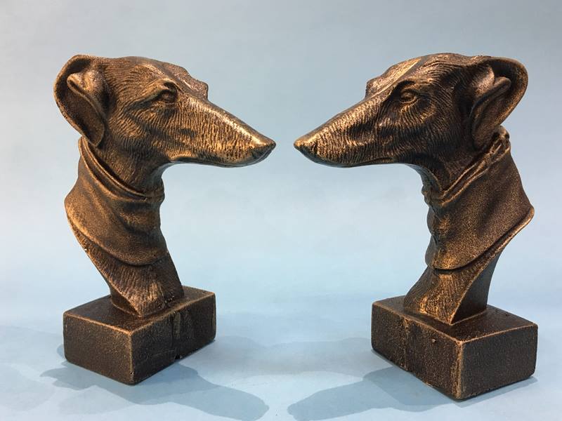 Pair of Whippet dogs heads