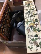 Marquetry tray etc.