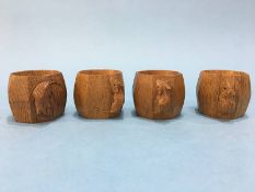 A set of four oak Robert 'Mouseman' Thompson napkin rings