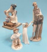 Two Nao figures, a Lladro figure and a Coalport figure