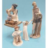 Two Nao figures, a Lladro figure and a Coalport figure