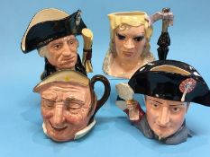 Four Royal Doulton character jugs