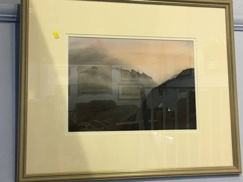 Two watercolours, by Rod Priory, 'Les's Stable Door' and a mountain scene - Image 3 of 4