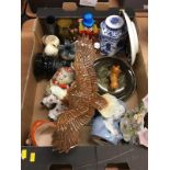 Tray of assorted, including Beswick, Corgi, Murano clown etc.