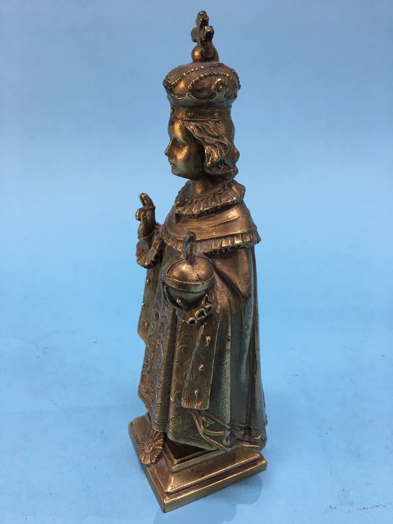 A small brass religious figure, 19cm height - Image 7 of 8