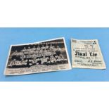 A 1937 F.A. Cup Final ticket, together with a postcard showing the 1935-36 SAFC squad