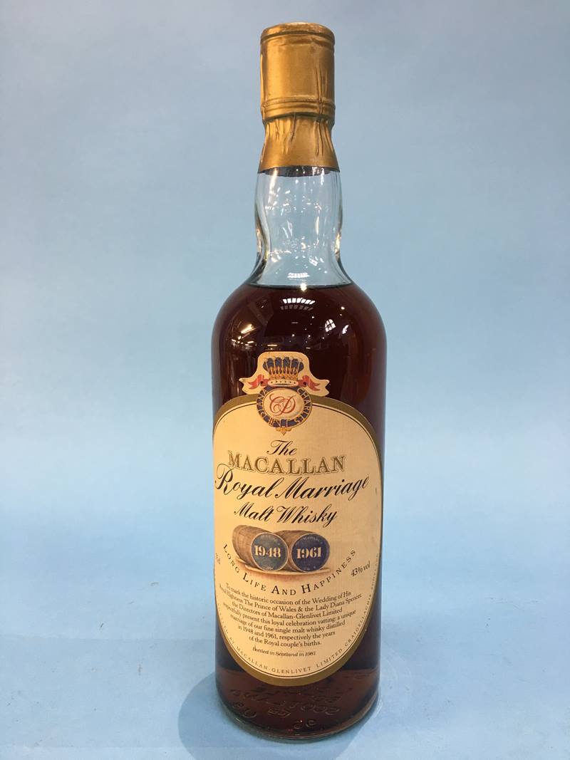 A bottle of 'The Macallan Royal Marriage Malt Whisky' to mark the wedding of His Royal Highness Prin