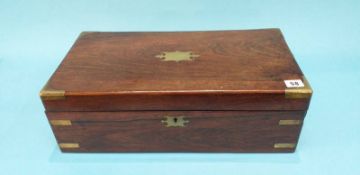 A 19th century rosewood writing slope, 50cm wide