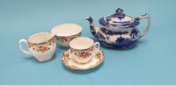 A Royal Albert tea service and a blue and white Maling tea pot