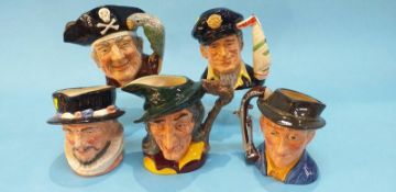 Five Royal Doulton character jugs