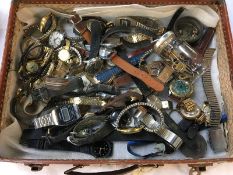 A large quantity of gentleman's wristwatches and watch keys etc.