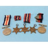 A group of five un-named World War II medals including Italy, France and Germany stars