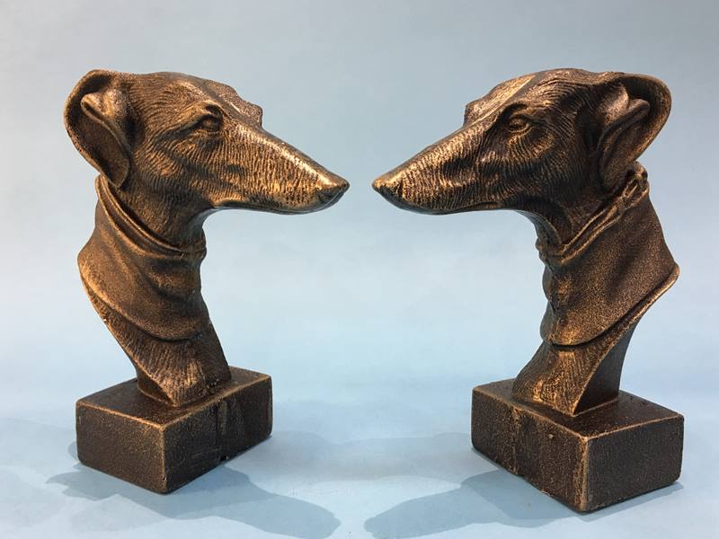 Pair of Whippet dogs heads - Image 2 of 2
