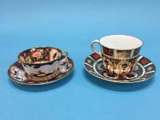 Two Royal Crown Derby Imari pattern cups and saucers