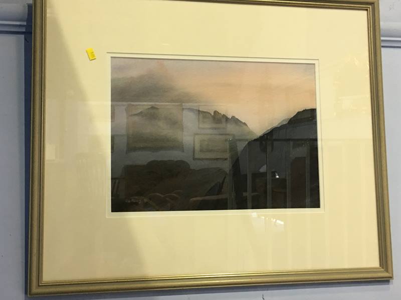 Two watercolours, by Rod Priory, 'Les's Stable Door' and a mountain scene - Image 4 of 4