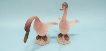 A pair of Canedese Murano amethyst and frosted glass ducks