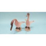 A pair of Canedese Murano amethyst and frosted glass ducks