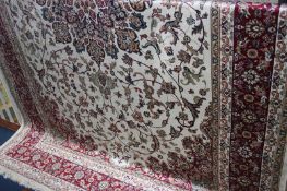 A modern beige ground Kashan rug, 300cm x 200cm