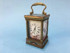 A reproduction miniature Cloisonné carriage clock