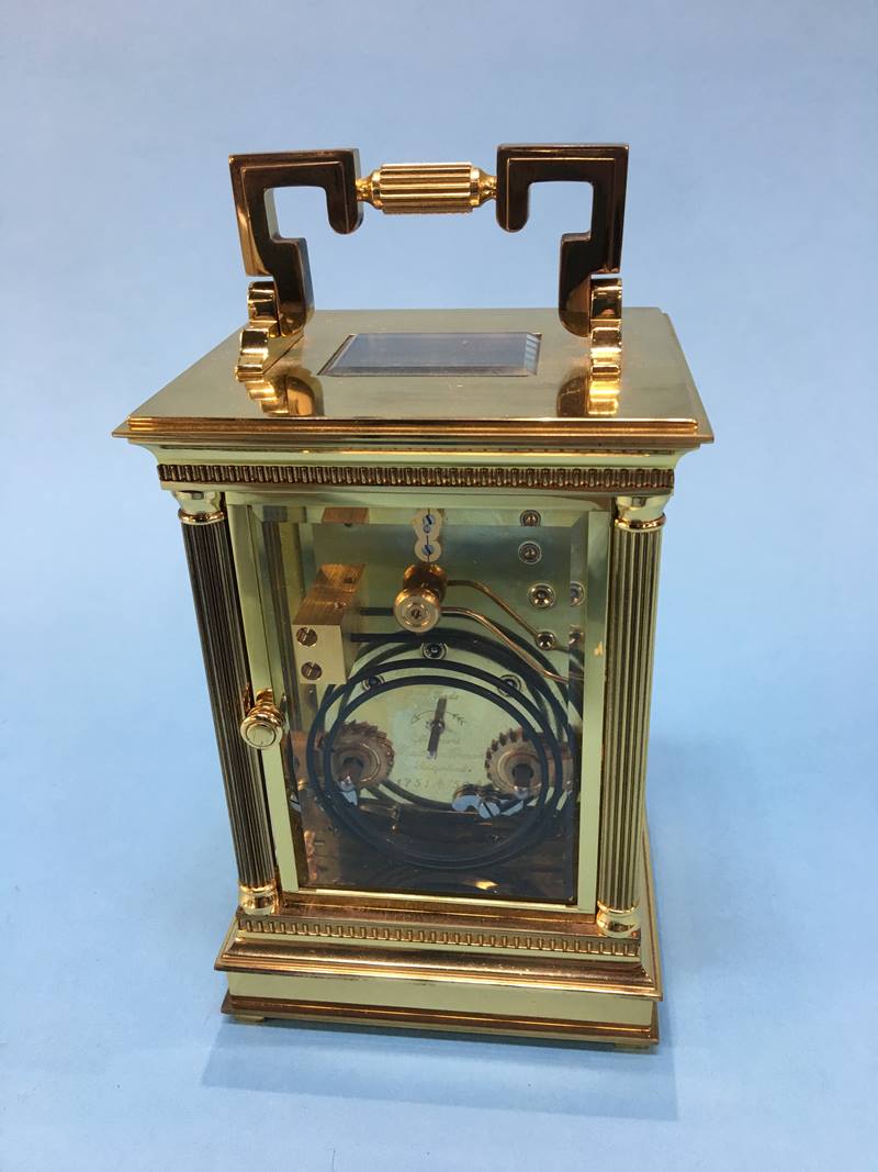 A good quality Matthew and Norman carriage clock, with strike action - Image 6 of 14